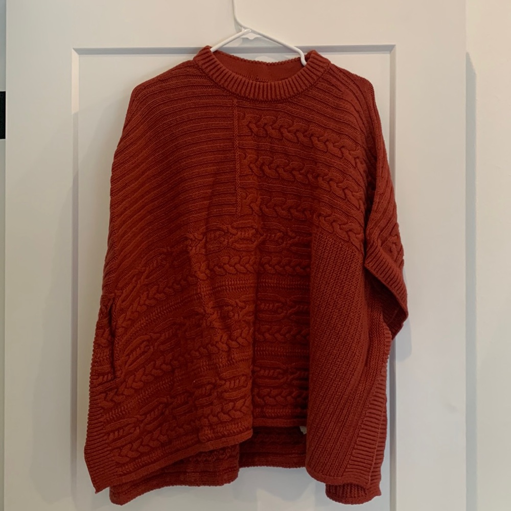 Abercrombie Burnt orange/red pancho sweater